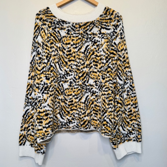 Rachel Comey Animal Print Wide Long Sleeve Wool Blend Stretch Fall Knit Sweater - Picture 3 of 14